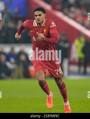 Anfield, Liverpool, Merseyside, Großbritannien. Januar 2025. Champions League Football, Liverpool gegen Lille; Jarell Quanshah von Liverpool Credit: Action Plus Sports/Alamy Live News Stockfoto