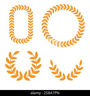Lorbeerkranz Set. Victory Symbol Kollektion. Elegante, preisgekrönte Form. Vektorabbildung. Stock Vektor