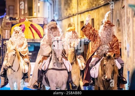Parade der drei Weisen, Llucmajor, Mallorca, Balearen, Spanien. Stockfoto