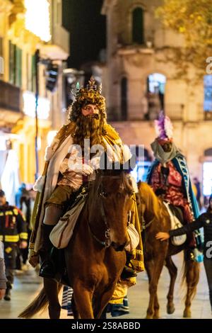 Parade der drei Weisen, Llucmajor, Mallorca, Balearen, Spanien. Stockfoto