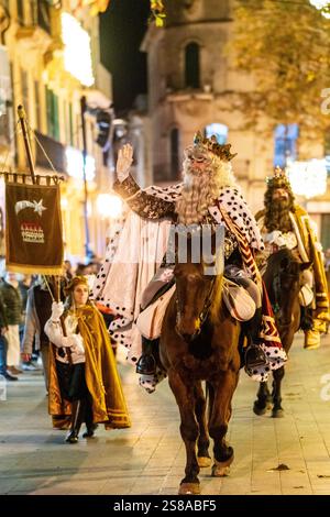 Parade der drei Weisen, Llucmajor, Mallorca, Balearen, Spanien. Stockfoto