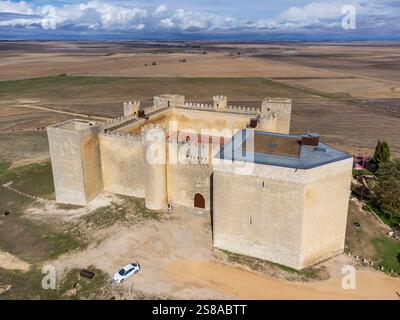 Schloss Montealegre de Campos, Schloss Alburquerque, Stadt Montealegre de Campos, Provinz Valladolid, Kastilien und Leon, Spanien. Stockfoto