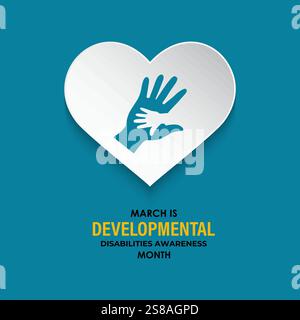 Der Sensibilisierungsmonat für Entwicklungsbehinderungen findet jedes Jahr im März statt. Sensibilisierung für die Bedürfnisse und das Potenzial von Einzelpersonen. Stock Vektor