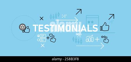 Testimonial-Konzept, das Kundenfeedback hervorhebt Business Review Service Bewertung der Kundenerfahrung und Kundenzufriedenheit für Marketing-Feedback Stock Vektor