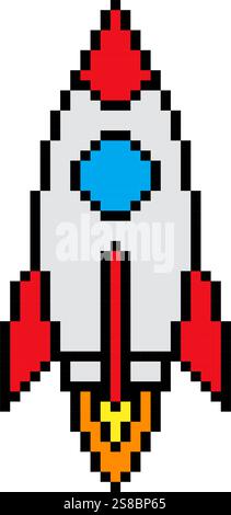 Raketensymbol Pixel Art Vintage Illustration Stock Vektor