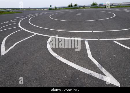 Parkplatz des Aussichtspunktes Jackerath Tagebau Garzweiler Skywalk im Tagebau Garzweiler Tagebau in Garzweiler, Nordrhein-Westfalen Stockfoto