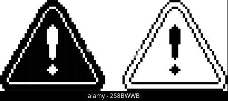 Warnschild Pixel Art einfaches Design Stock Vektor