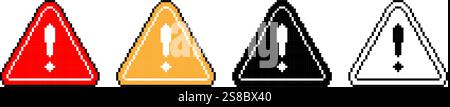 Warnschild Pixel Art einfaches Design Stock Vektor