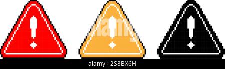Warnschild Pixel Art einfaches Design Stock Vektor
