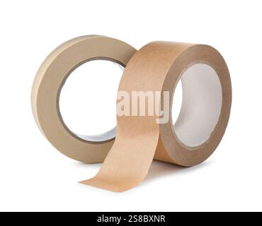 Rollen Abdeckband isoliert auf weiß Stockfoto