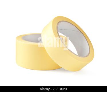 Rollen Abdeckband isoliert auf weiß Stockfoto