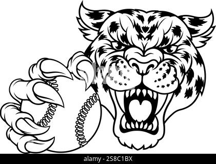 Jaguar Leopard Cheetah Panther Baseball Maskottchen Stock Vektor