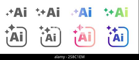 Futuristisches KI-Logo-Design mit Gradient für moderne Technologie- und Innovationskonzepte. Vektorabbildung. Stock Vektor