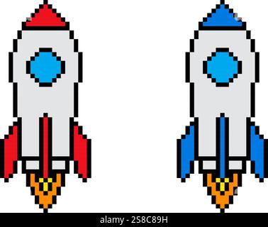 Rocket icn Pixel Art Vintage Illustration Stock Vektor Rocket icn Pixel Art Vintage Illustration Stock Vektor