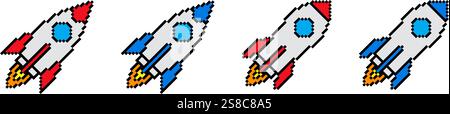 Rocket icn Pixel Art Vintage Illustration Stock Vektor