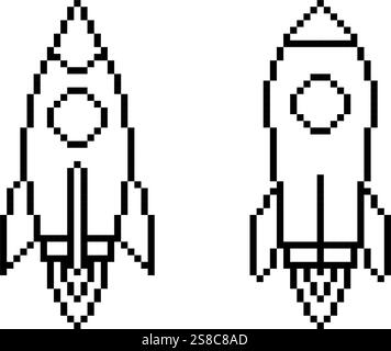 Rocket icn Pixel Art Vintage Illustration Stock Vektor