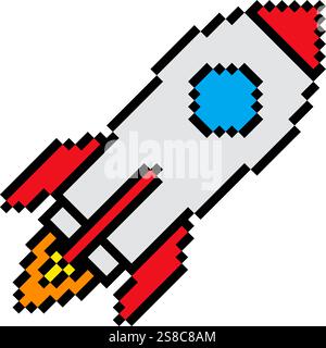 Rocket icn Pixel Art Vintage Illustration Stock Vektor