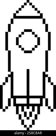 Rocket icn Pixel Art Vintage Illustration Stock Vektor