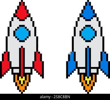 Rocket icn Pixel Art Vintage Illustration Stock Vektor