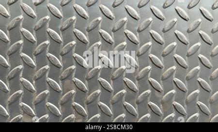Diamantplatte Metallhintergrund. Schwarzer Metallstahlplatte Hintergrund oder Edelstahlstruktur einer Stahldiamantplatte Stockfoto