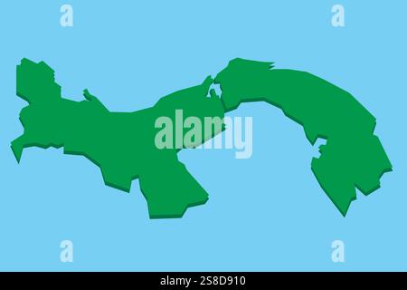 Einfache grafische Karte von Panama ohne Namen und Legenden isoliert auf blauem Hintergrund. Verbindung zwischen Mittel- und Südamerika. Stockfoto