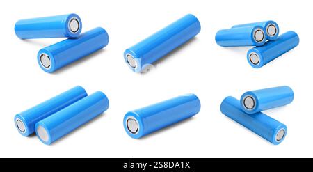 AA Alkali-Mangan-Batterien isoliert auf weiß, Set Stockfoto