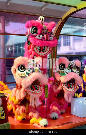 Drei tanzende Löwen zum Chinesischen Neujahr Stockfoto