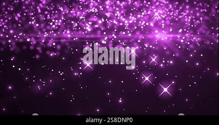 Bild von violetten Lichtflecken auf schwarzem Hintergrund Stockfoto