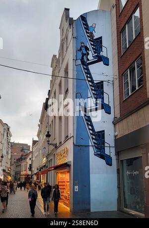 Tintin Mural in der Brussels City Street Stockfoto