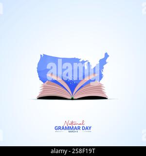Nationaler Grammatiktag – Kreatives Design. Grammatik Tag Poster, Vektor, Illustration, 4. März. Stock Vektor