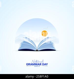 Nationaler Grammatiktag – Kreatives Design. Grammatik Tag Poster, Vektor, Illustration, 4. März. Stock Vektor