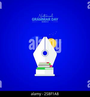 Nationaler Grammatiktag – Kreatives Design. Grammatik Tag Poster, Vektor, Illustration, 4. März. Stock Vektor