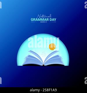 Nationaler Grammatiktag – Kreatives Design. Grammatik Tag Poster, Vektor, Illustration, 4. März. Stock Vektor