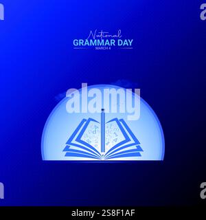Nationaler Grammatiktag – Kreatives Design. Grammatik Tag Poster, Vektor, Illustration, 4. März. Stock Vektor