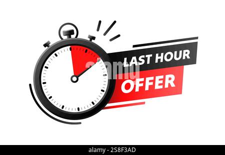 Last-Hour-Angebot, Zeitangebot, Sonderangebot, Abzeichen-Nachricht. Vektor Stock Vektor