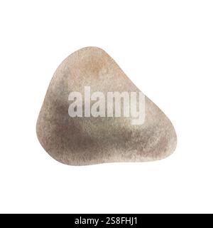 Große Felsbrocken Aquarell isolierte Illustration im Cartoon-Stil. Handgezeichneter Stein in monochromer brauner Farbe. Skizze des Naturgranitdenkmals dreieckige Form. Für Outdoor-, Landschafts- und Meeresdesign. Stockfoto