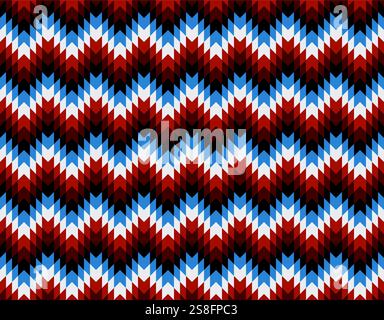 Geometrisches, nahtloses Streifenmuster im Südwesten von Navajo. Farbenfrohe aztekische Form, endloses Muster. Ethnische Südwest-Muster für Textilien, Teppiche, Cushio Stock Vektor