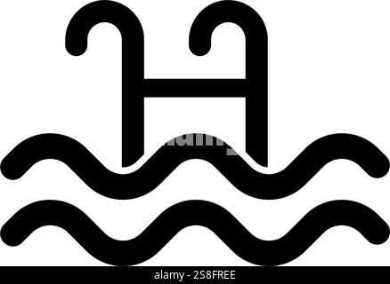 Minimalistisches Schwarz-weiß-Symbol eines Swimmingpools. Stock Vektor