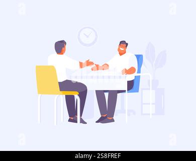 Zwei Geschäftsleute schütteln einander die Hand. Partnerschaft, einen Vertrag unterzeichnen. Vektorabbildung Stock Vektor