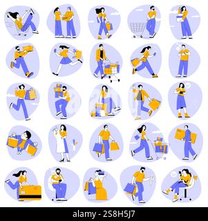 Illustrationsset für Einkaufskonzept Stock Vektor