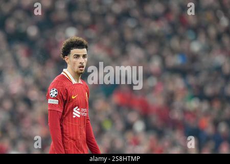 Anfield, Liverpool, Merseyside, Großbritannien. Januar 2025. Champions League Football, Liverpool gegen Lille; Curtis Jones of Liverpool Credit: Action Plus Sports/Alamy Live News Stockfoto