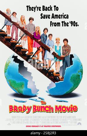 The Brady Bunch Movie (1995) von Betty Thomas mit Shelley Long, Gary Cole und Michael McKean. Die beliebte TV-Familie der 1970er Jahre findet sich in Los Angeles der 1990er Jahre komisch fehl am Platz, als sie versucht, ihr Zuhause zu retten und gleichzeitig ihre gesunden Werte zu bewahren. Foto eines Original-Posters aus dem Jahr 1995 (USA), das NUR FÜR REDAKTIONELLE ZWECKE VERWENDET WIRD. Quelle: BFA / Paramount Pictures Stockfoto