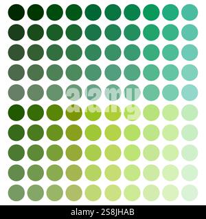 Grüne Verlaufskreise. Helles Verlaufsmuster. Geometrische Vektorkonstruktion. Farbübergang im Farbverlauf. Stock Vektor