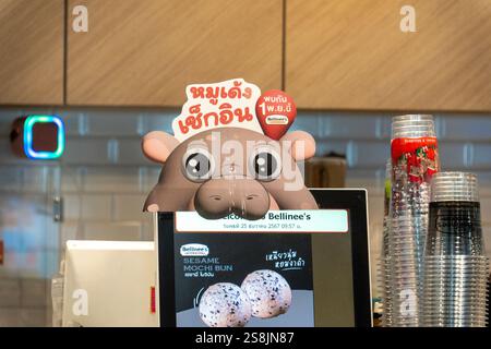 Bangkok, thailand - 25. Dezember 2024: moo dang-Ausstellung Stockfoto