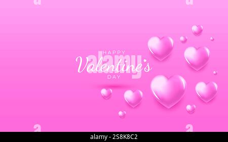 Grußkarte mit Schriftzug Happy Valentine's Day Stock Illustration. Valentinstag Feiertagsgrüße Stock Vektor