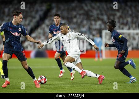 Kylian Mbappe von Real Madrid während des Fußballspiels der UEFA Champions League, League Phase zwischen Real Madrid und RB Salzburg am 22. Januar 2025 im Santiago Bernabeu Stadion in Madrid, Spanien Stockfoto