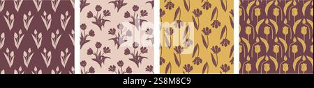 Braunes Vintage-Muster mit Tulpenblüten Stock Vektor