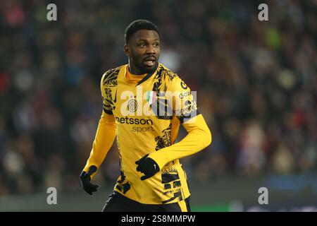 Prag, Tschechische Republik. Januar 2025. Marcus Thuram von Inter wurde während des UEFA Champions League-Spiels zwischen Sparta Prag und Inter in der Epet Arena gesehen. Endpunktzahl; Sparta Prag 0:1 Inter. Quelle: SOPA Images Limited/Alamy Live News Stockfoto