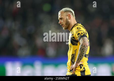 Prag, Tschechische Republik. Januar 2025. Federico Dimarco von Inter wurde während des UEFA Champions League-Spiels zwischen Sparta Prag und Inter in der Epet Arena gesehen. Endpunktzahl; Sparta Prag 0:1 Inter. Quelle: SOPA Images Limited/Alamy Live News Stockfoto
