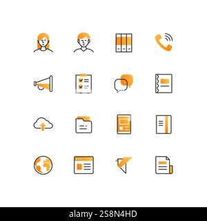 Business und Office-line Design style Icons einstellen Stock Vektor